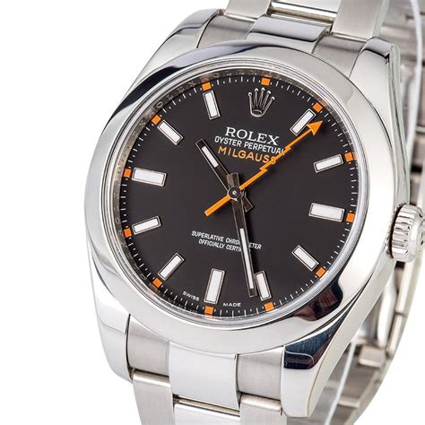 rolex milgauss black brushed|rolex milgauss price used.